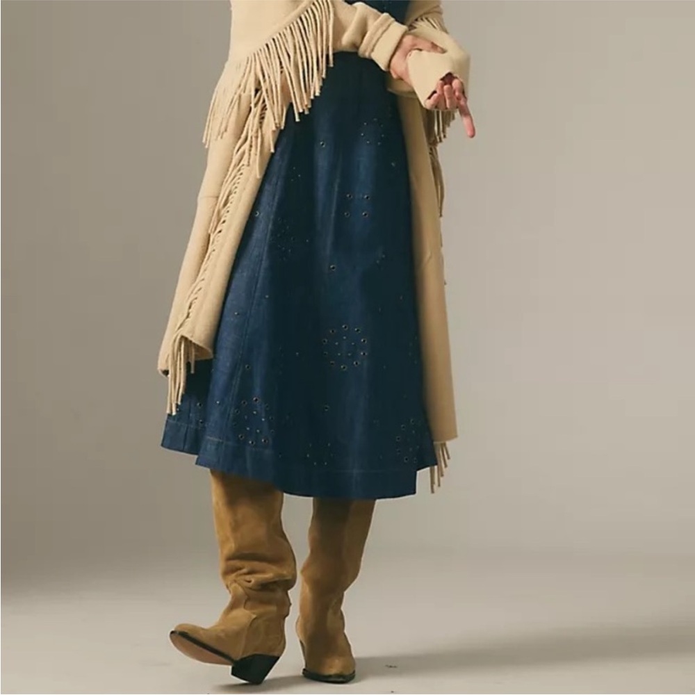 NWT Anthropologie Grommet denim midi dress size 0 - Picture 3 of 10